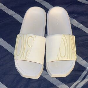 Jordan White and Cream Slide Sandals 8